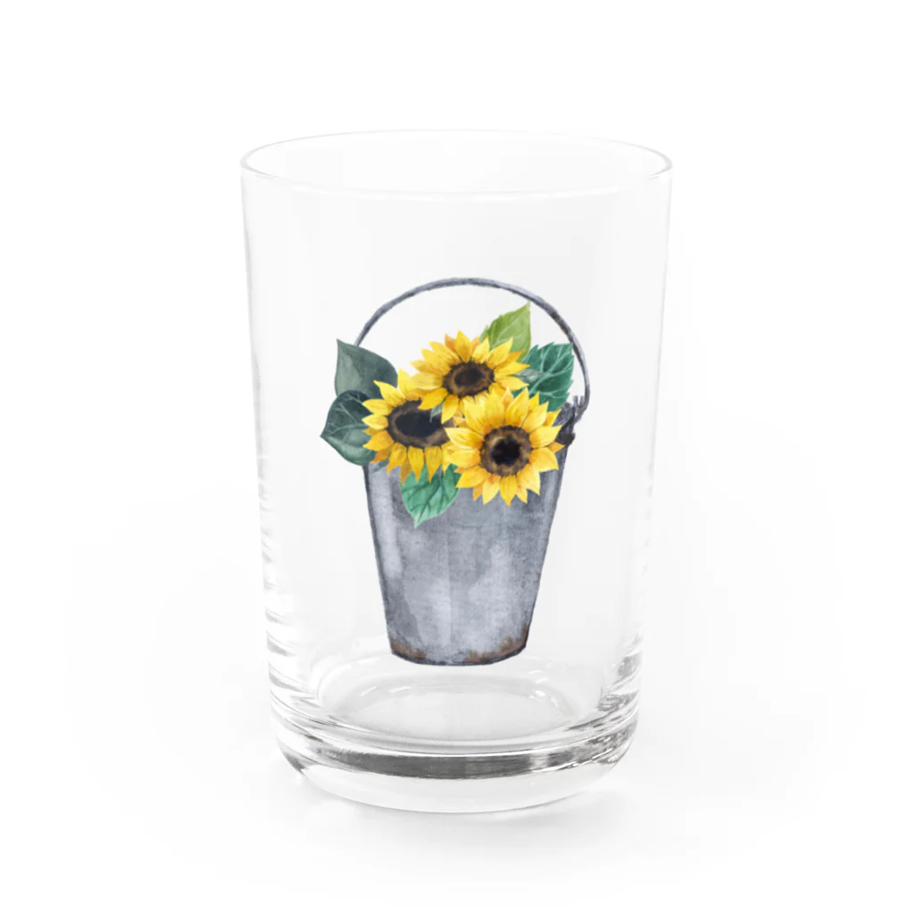 Fred HorstmanのWatering bucket and sunflowers  じょうろ と ひまわり Water Glass :front