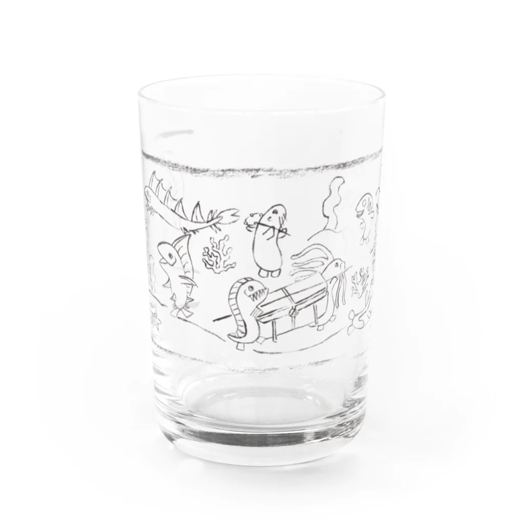 ポンぎつねのお店の魚～獣戯画 Water Glass :front