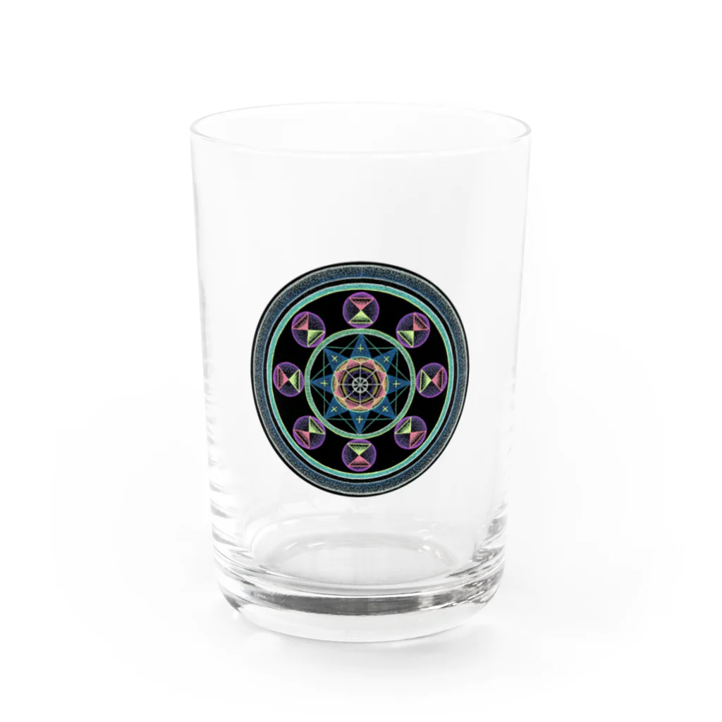 点描曼荼羅グッズのMandala#1(丸) Water Glass :front