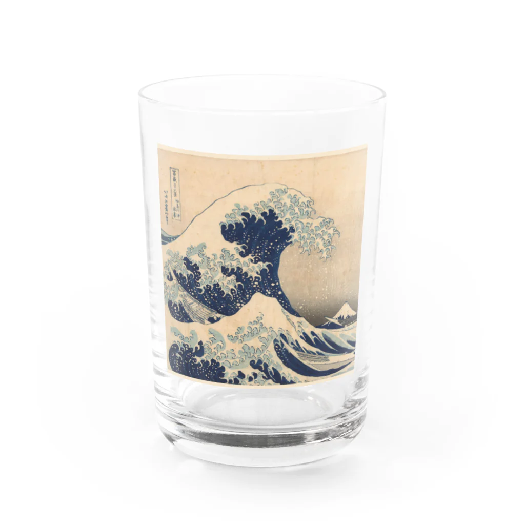 PALA's SHOP　cool、シュール、古風、和風、の和柄　■　神奈川の大波 葛飾北斎 1829-1833年 「切り取り」 グラス前面