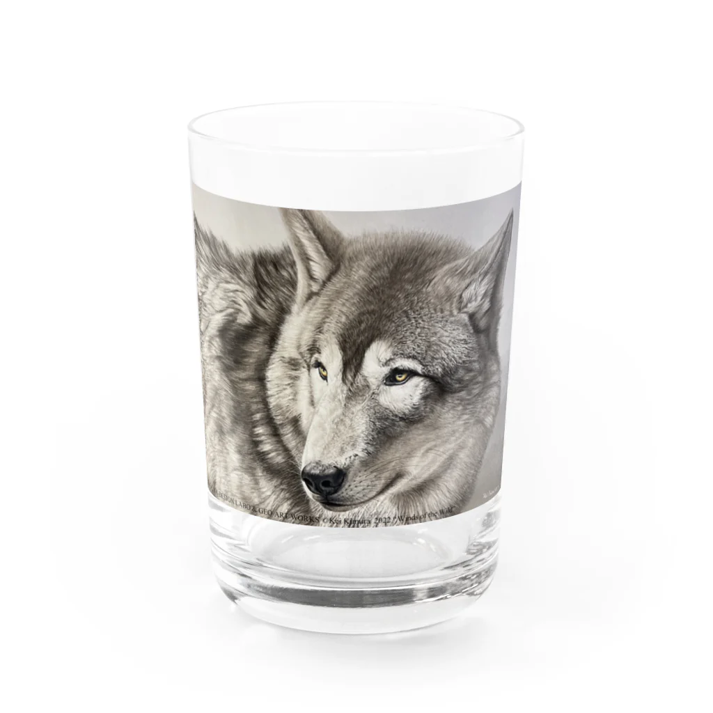 アラスカ野生動物画家きむらけいのWinds of the Wild Water Glass :front