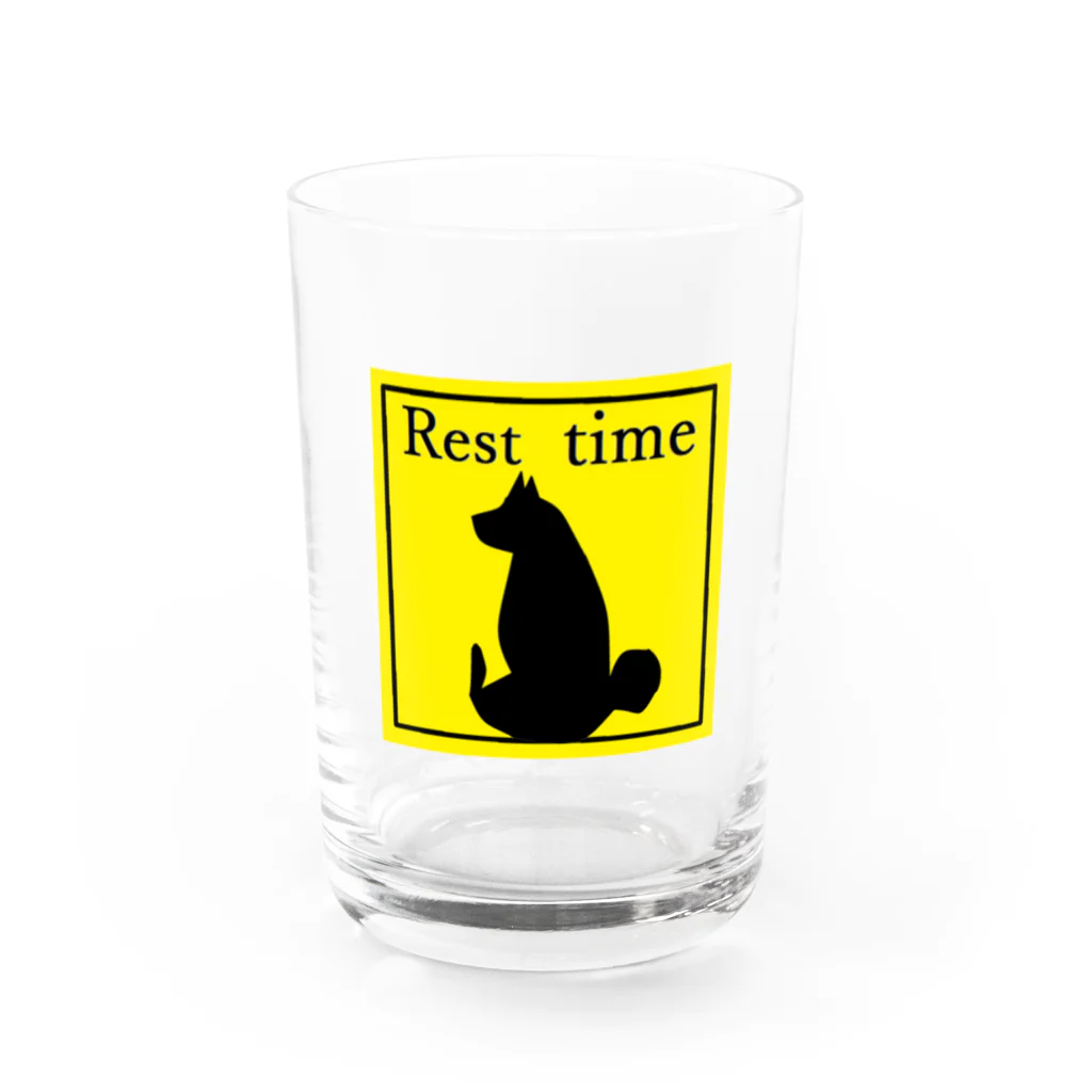 いっぷく処 てんてんのもっちり柴シルエット１(Rest time) Water Glass :front