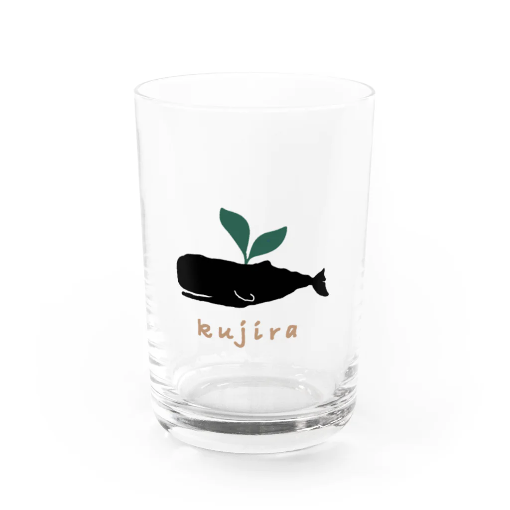 kujiraの店のkujiracamp 茶文字 Water Glass :front