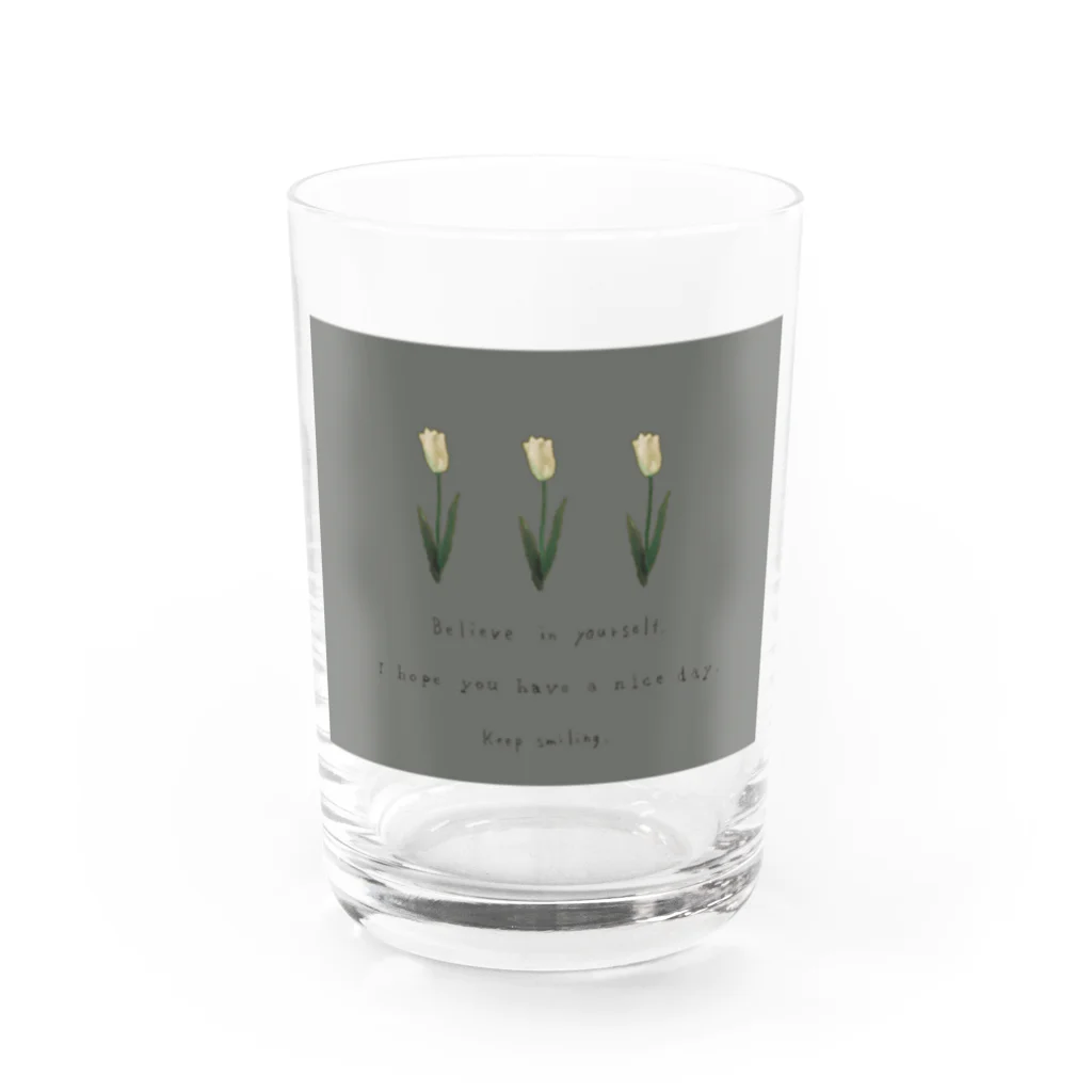 rilybiiのKhaki gray × Cream three tulip Water Glass :front