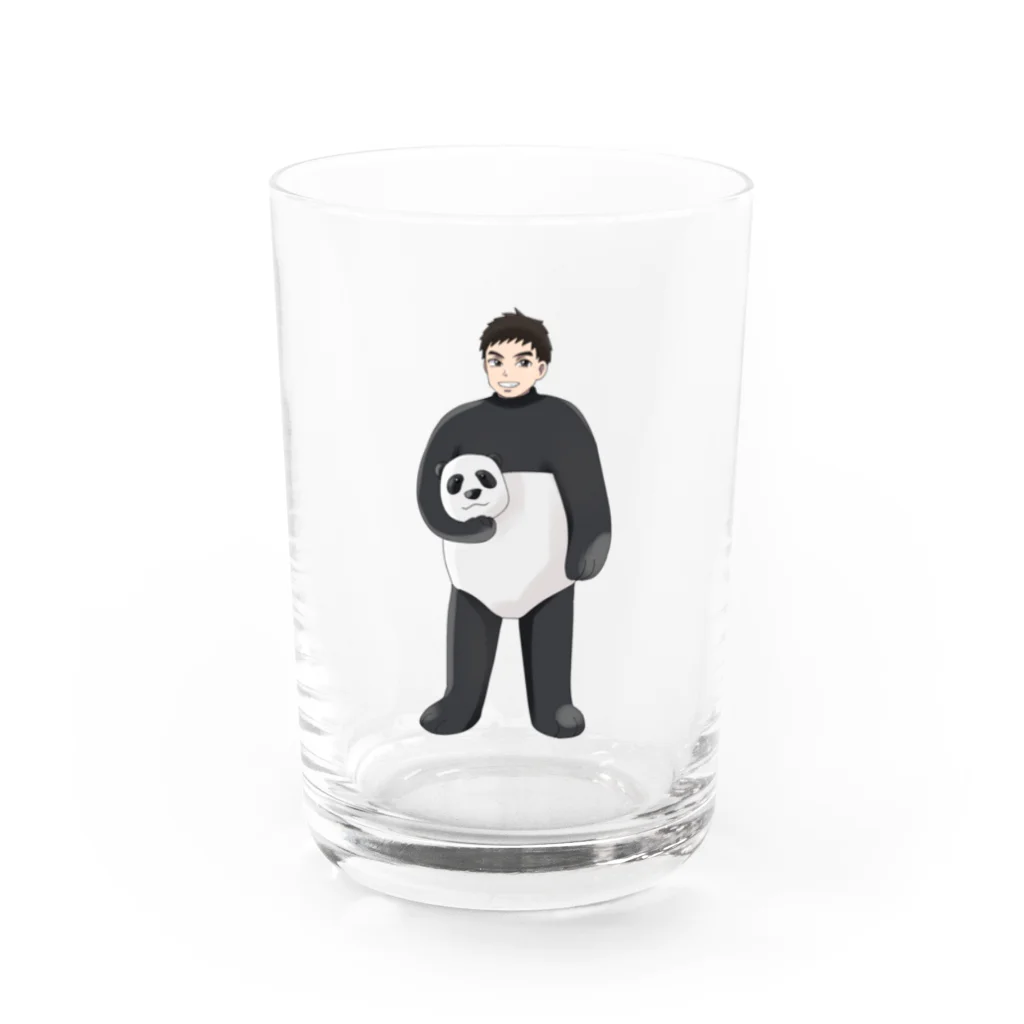 🐼ひきこまれパンダ🐼の着ぐるみ姿のひきこまれパンダ Water Glass :front