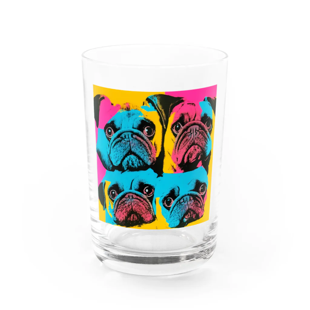 TakashiSのsurprised face pug Water Glass :front