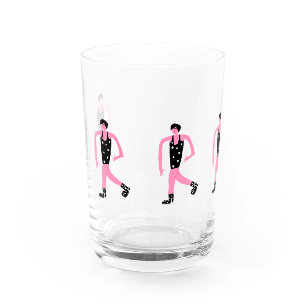 clareclaredoodleのwalking ladies water glass グラス前面