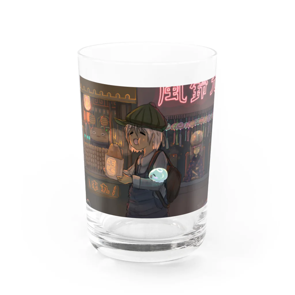 雪之丞ଳ⸒ ⸒の【くらげのくらー】フライドデカチキン Water Glass :front