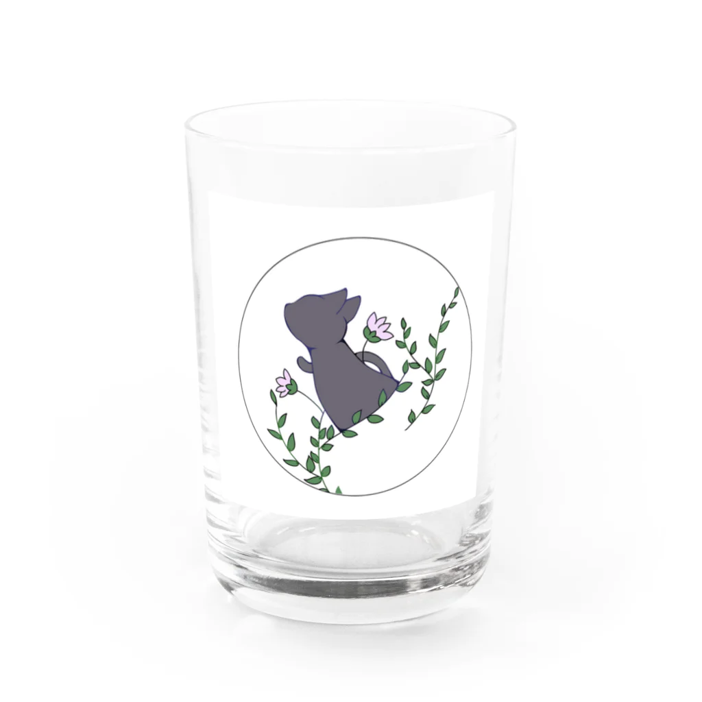 猫の手貸しますの草と猫 Water Glass :front