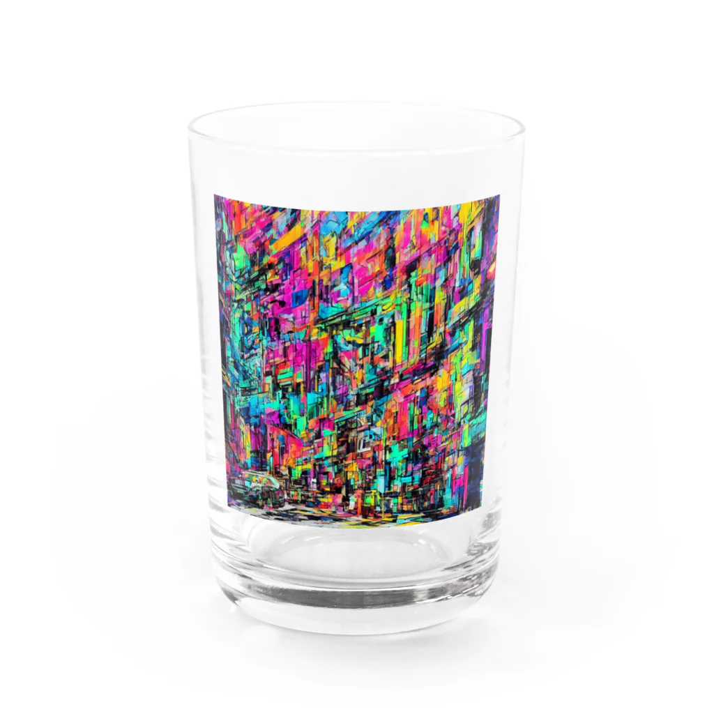 TakashiSの vivid gas station Water Glass :front