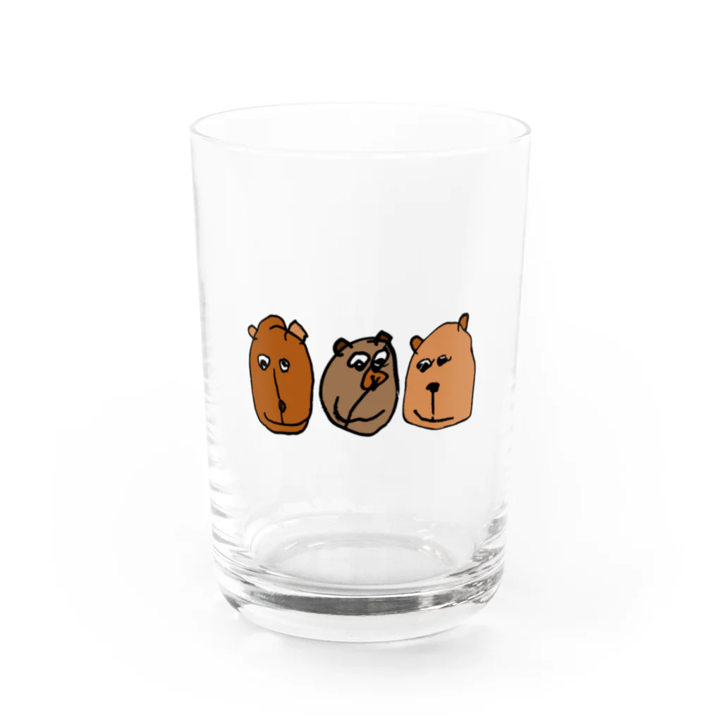 haru_kumaのくまブラザーズ(カラー) Water Glass :front