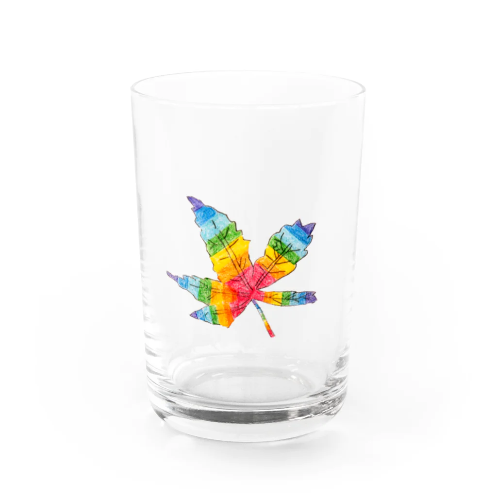 NANASHOPの虹色のもみじ(レインボーメープルリーフ) Water Glass :front