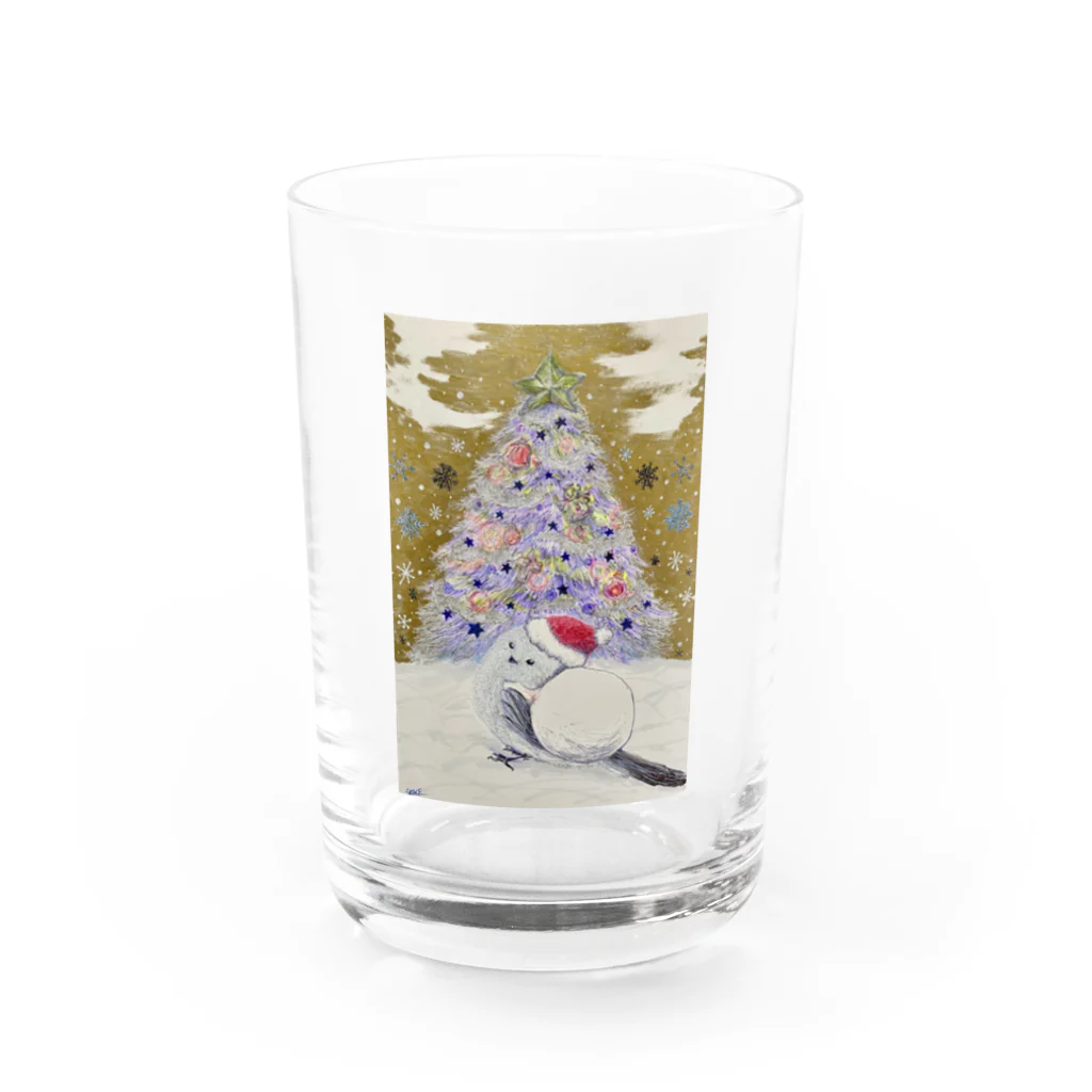 kerokoro雑貨店のシマエナガのメリークリスマス Water Glass :front