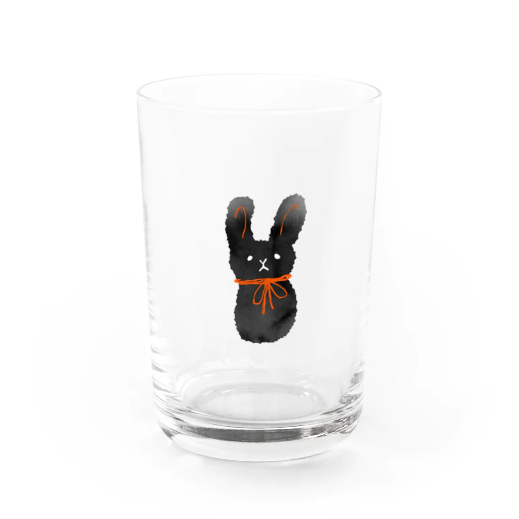 パンダラボの黒うさぎくんオレンジリボンつき Water Glass :front