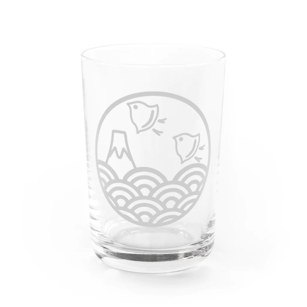 kazeou（風王）の青海波と富士と千鳥(オフホワイト) Water Glass :front