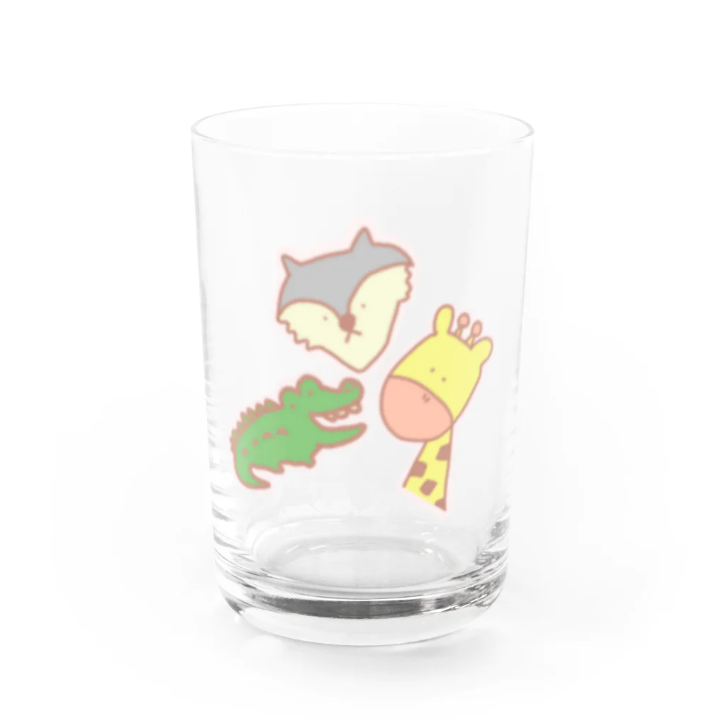 chikoショップのわに おおかみ きりん Water Glass :front