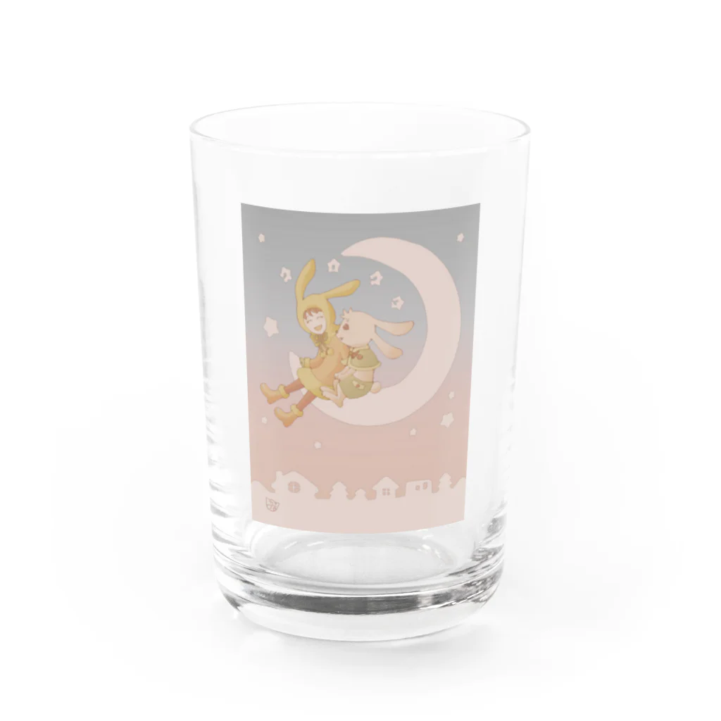 にゃっつ@ｴｯｾｲ漫画&ｲﾗｽﾄの🐰三日月うさぎ Water Glass :front