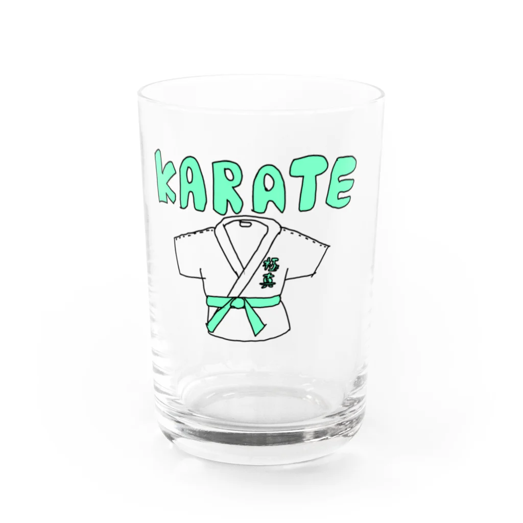 yukkuのKarate-man green Water Glass :front