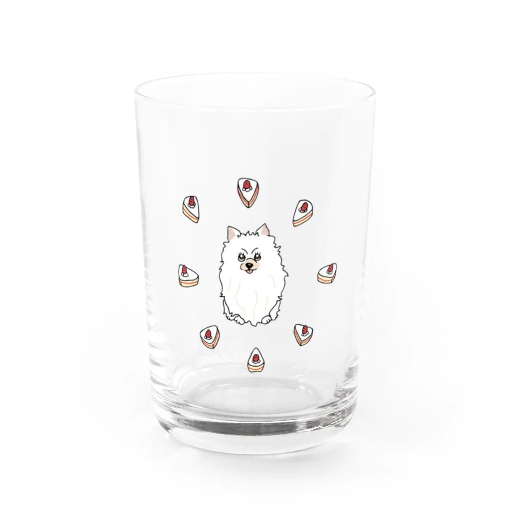 Hinanochin.shopのa pomeranian / shortcake Water Glass :front