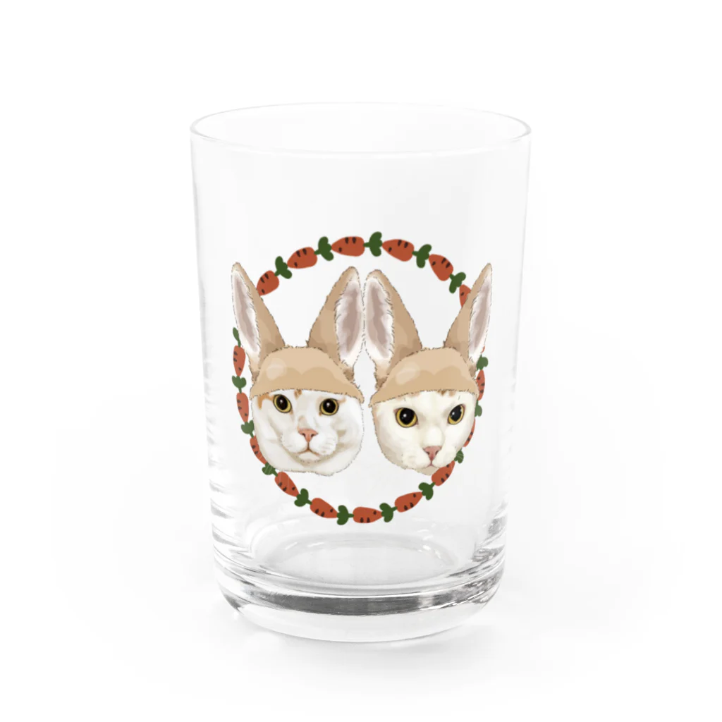 みきぞーん｜保護猫 ミッキー画伯と肉球とおともだちのrin tama usagi Water Glass :front