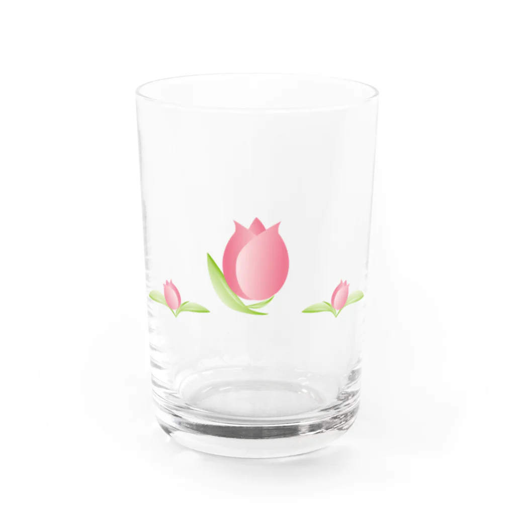 Erizoぐっずショップのチューリップ桃色 Water Glass :front