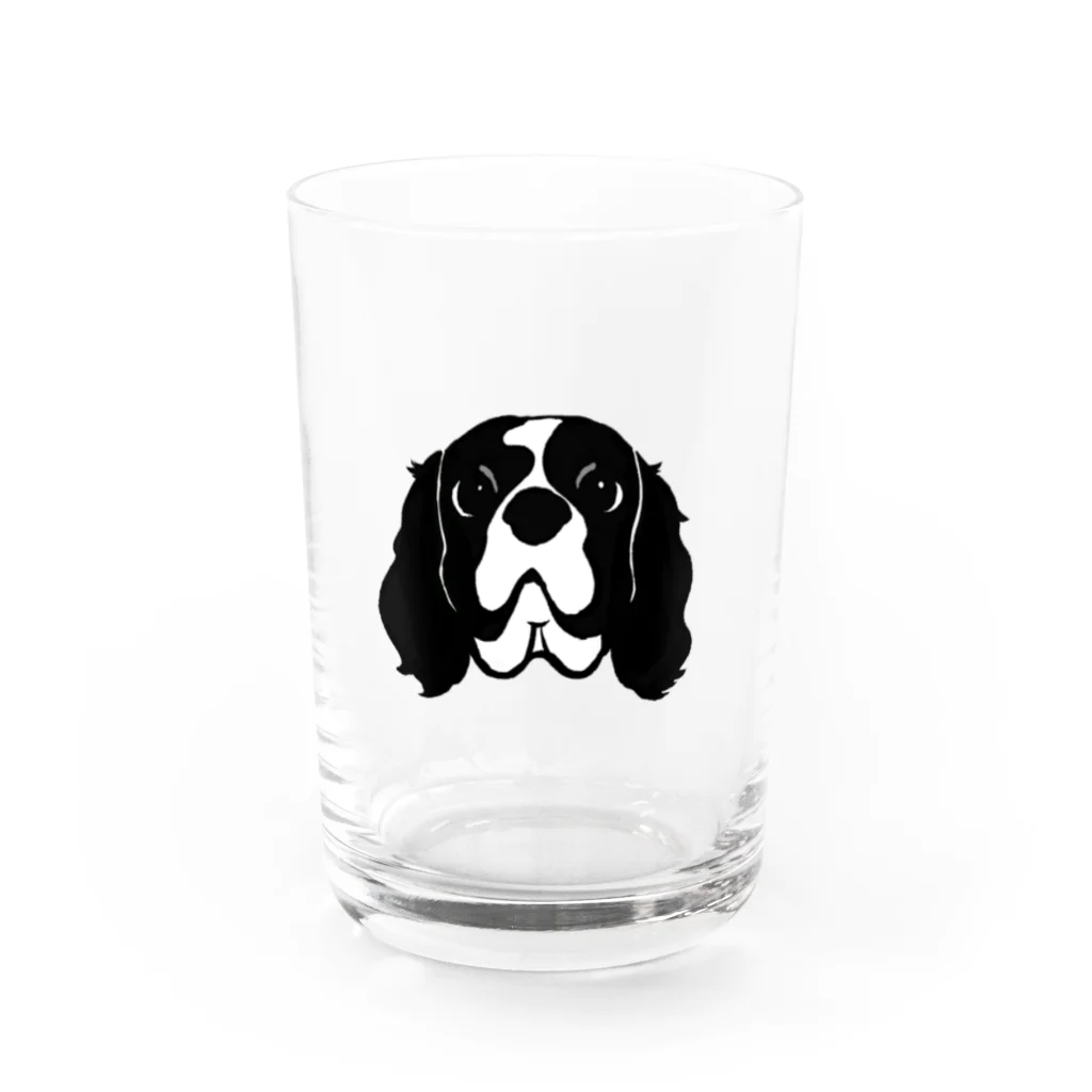 みんとちゃんと私の白黒キャバリア Water Glass :front