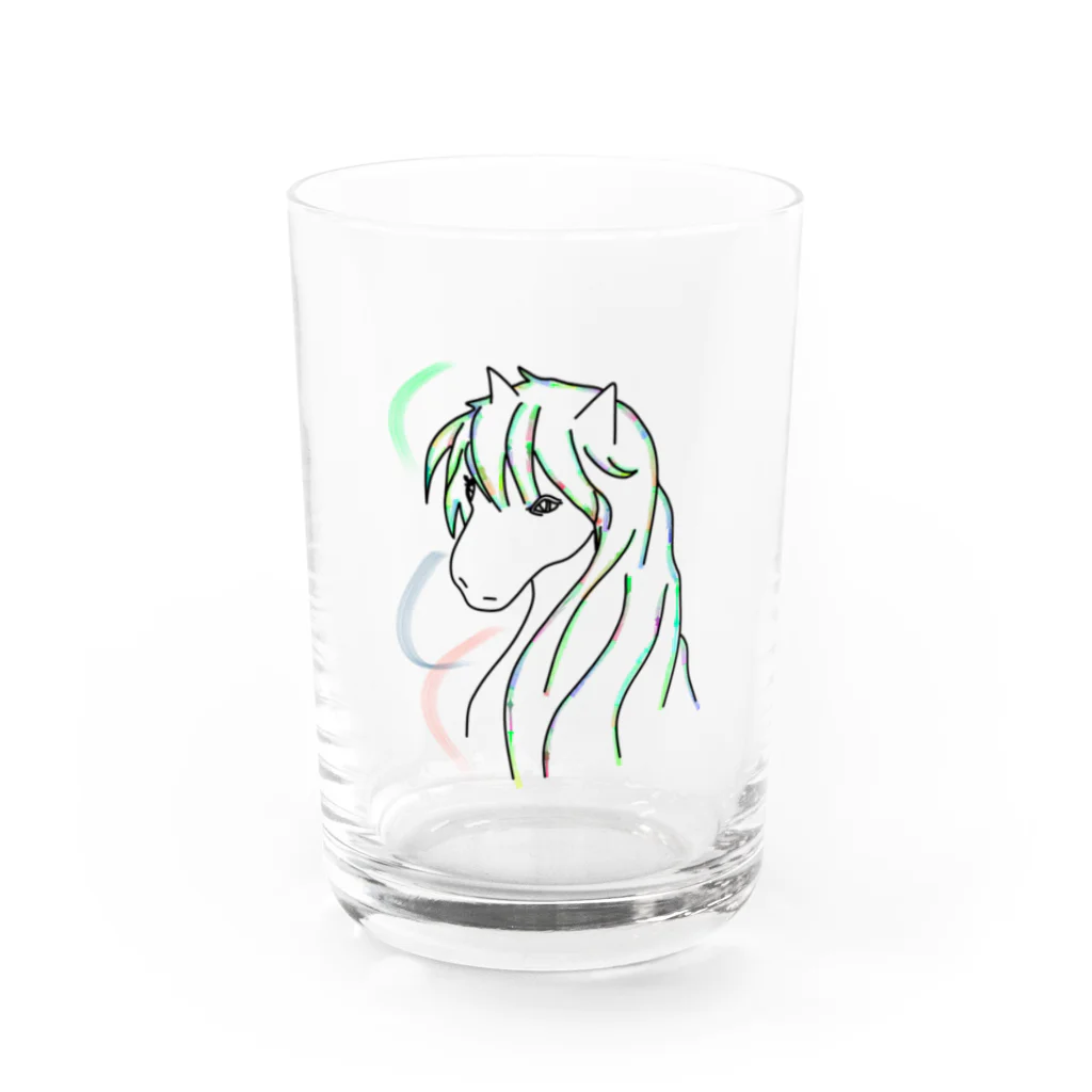 greetenの馬　カラフルラインアート　 Water Glass :front