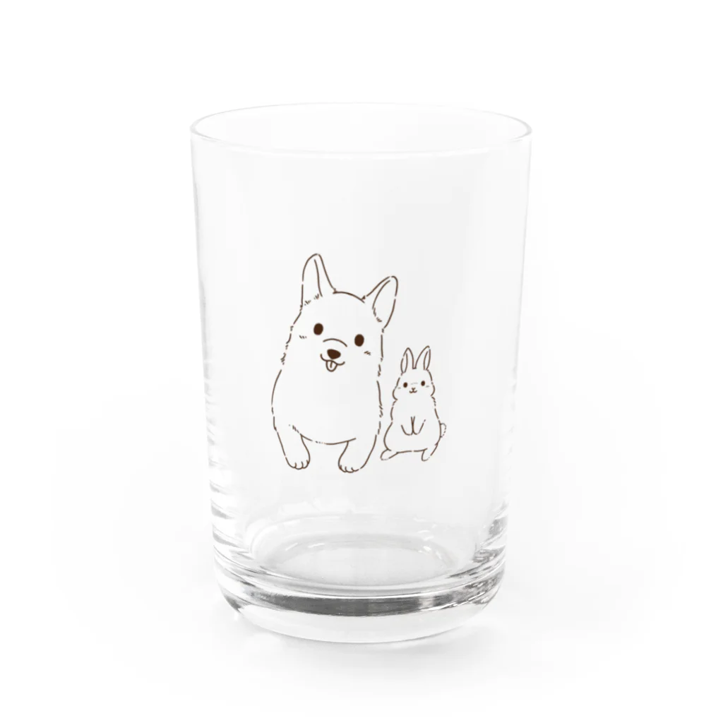 ひよこもちのコーギーとうさぎ Water Glass :front