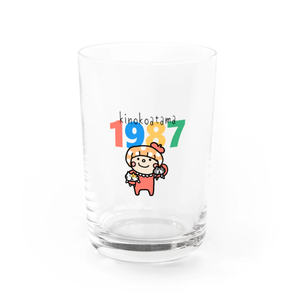 しょこのハンドメイドのきのこあたまのこ Water Glass :front