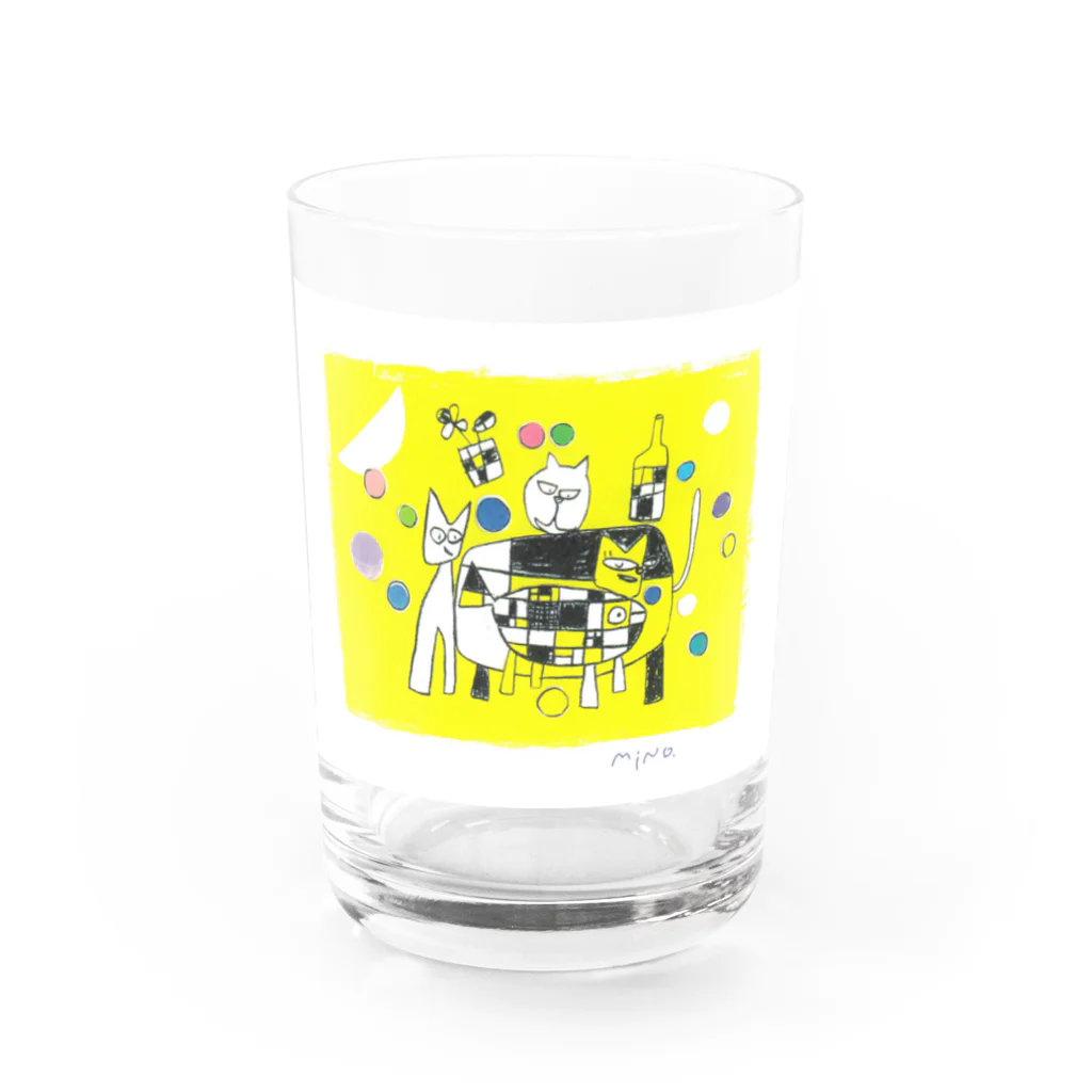 タナカミノルのユーモアイラストショップのキャット テーブル Water Glass :front