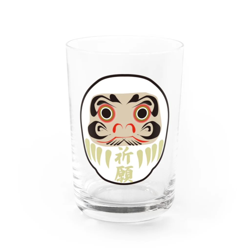 funny-boneの［白］だるま 目標達成 達磨 Water Glass :front