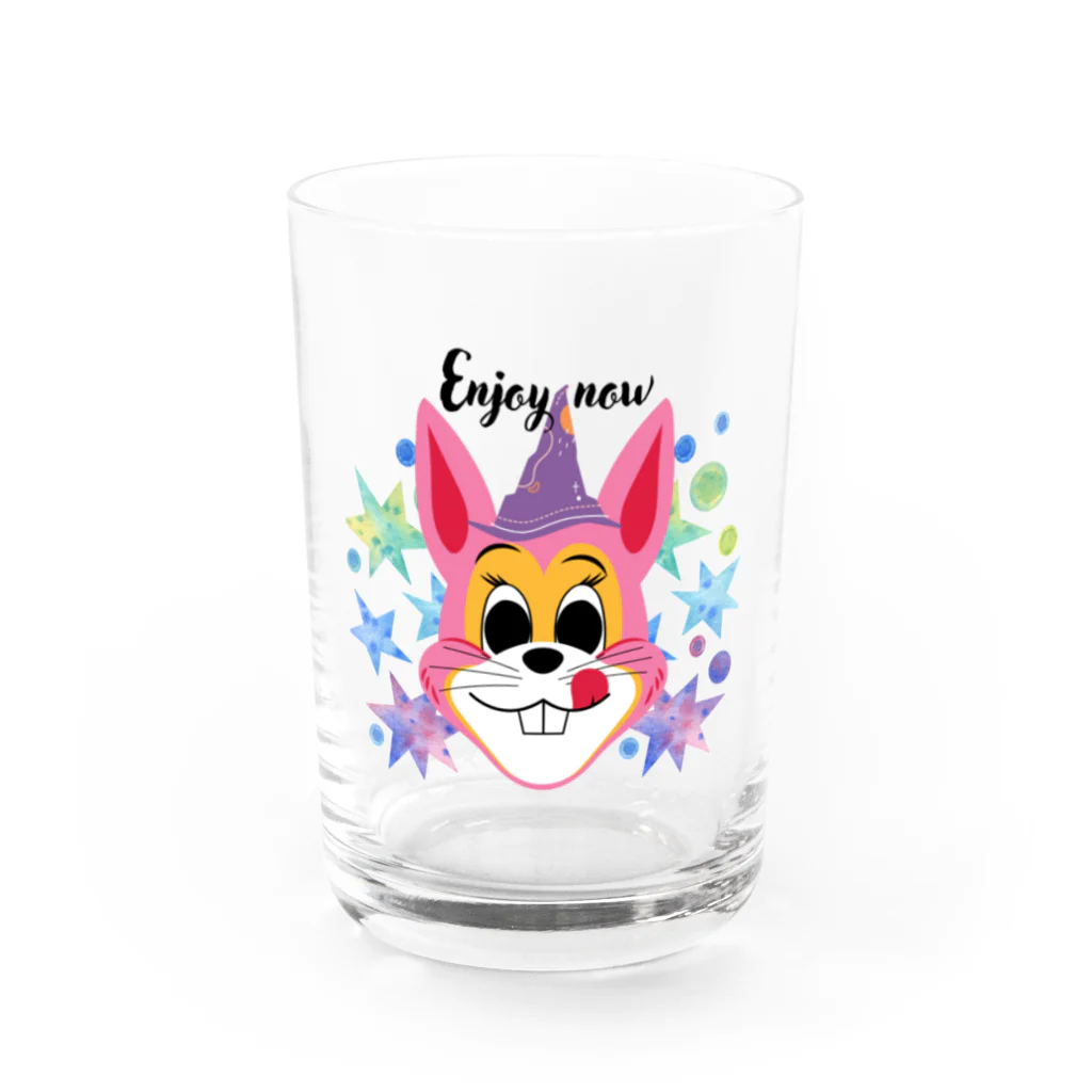 玉子丸の部屋の魔法のピンクうさぎ Water Glass :front