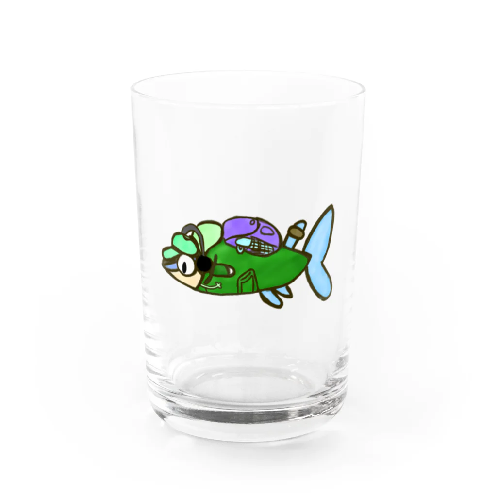 motchie's Shopのグリーンネオンくん Water Glass :front