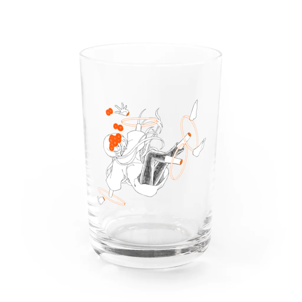 天麩羅御結びのオレンジ_グラス Water Glass :front