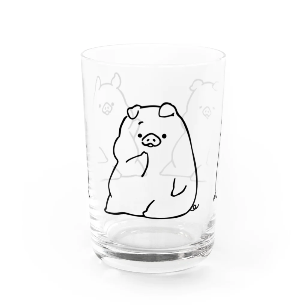 前髪ぱっつん◆SUZURI店の3匹の豚 Water Glass :front