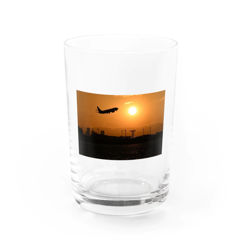 いぐのしんの夕暮れの羽田国際空港 Water Glass :front