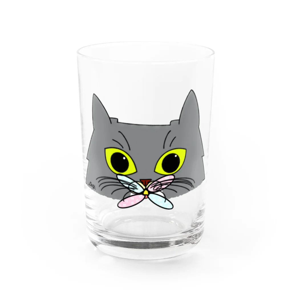 Ku’s family catのMUGI 猫 x Dragonfly Water Glass :front