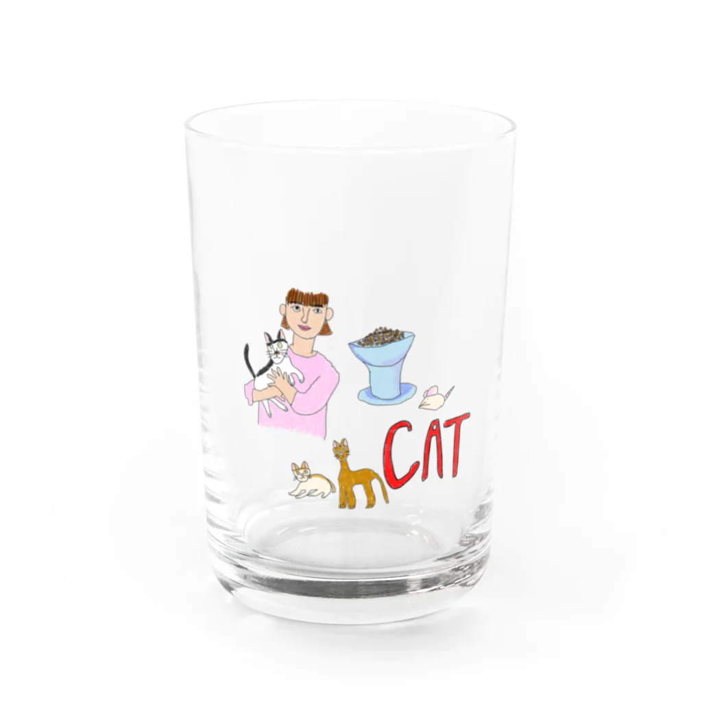 缶詰めmarketの3匹の愛猫達 Water Glass :front