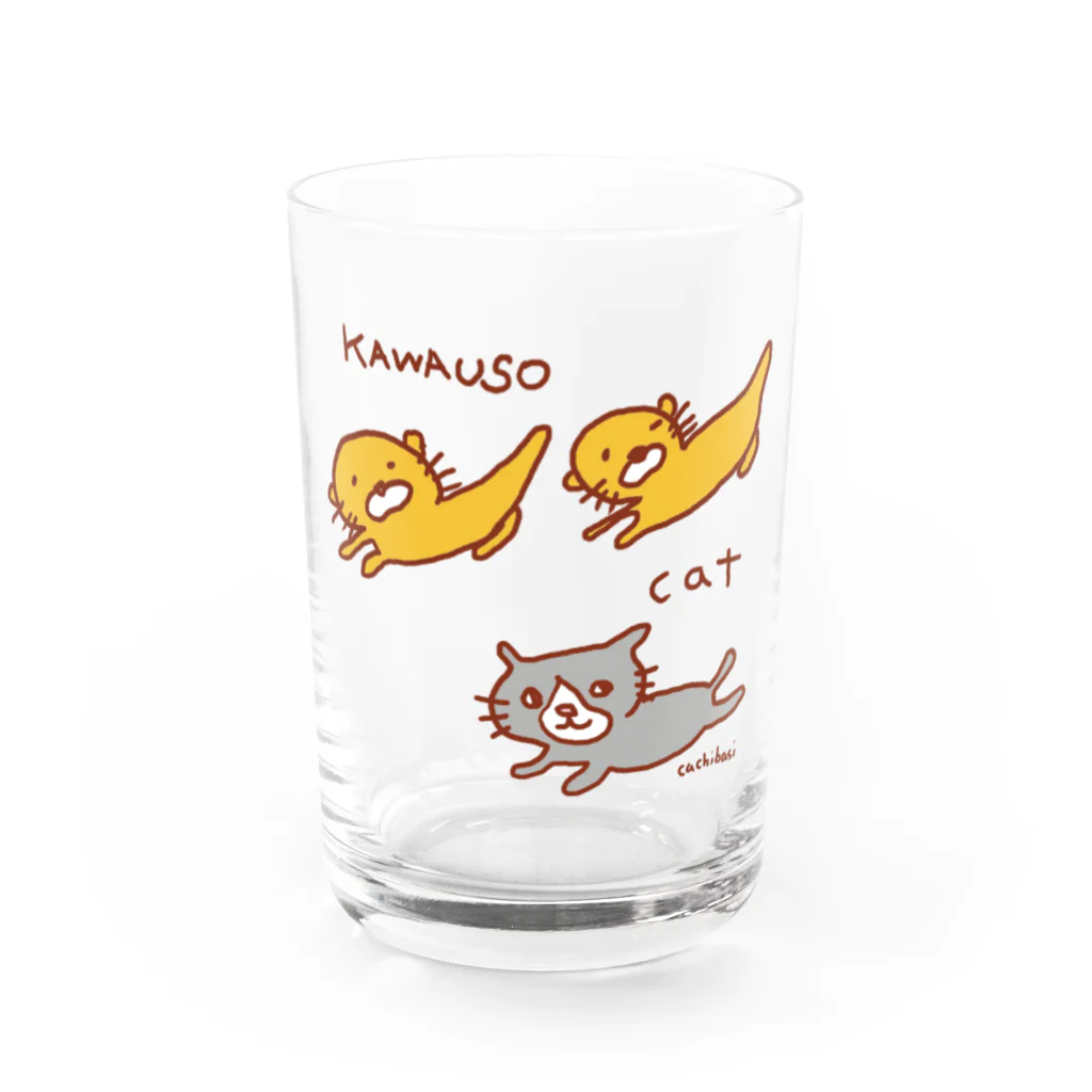 ネコのうーたんになりたいくちばしショップのかわうそキャットグラスかわいい グラス前面