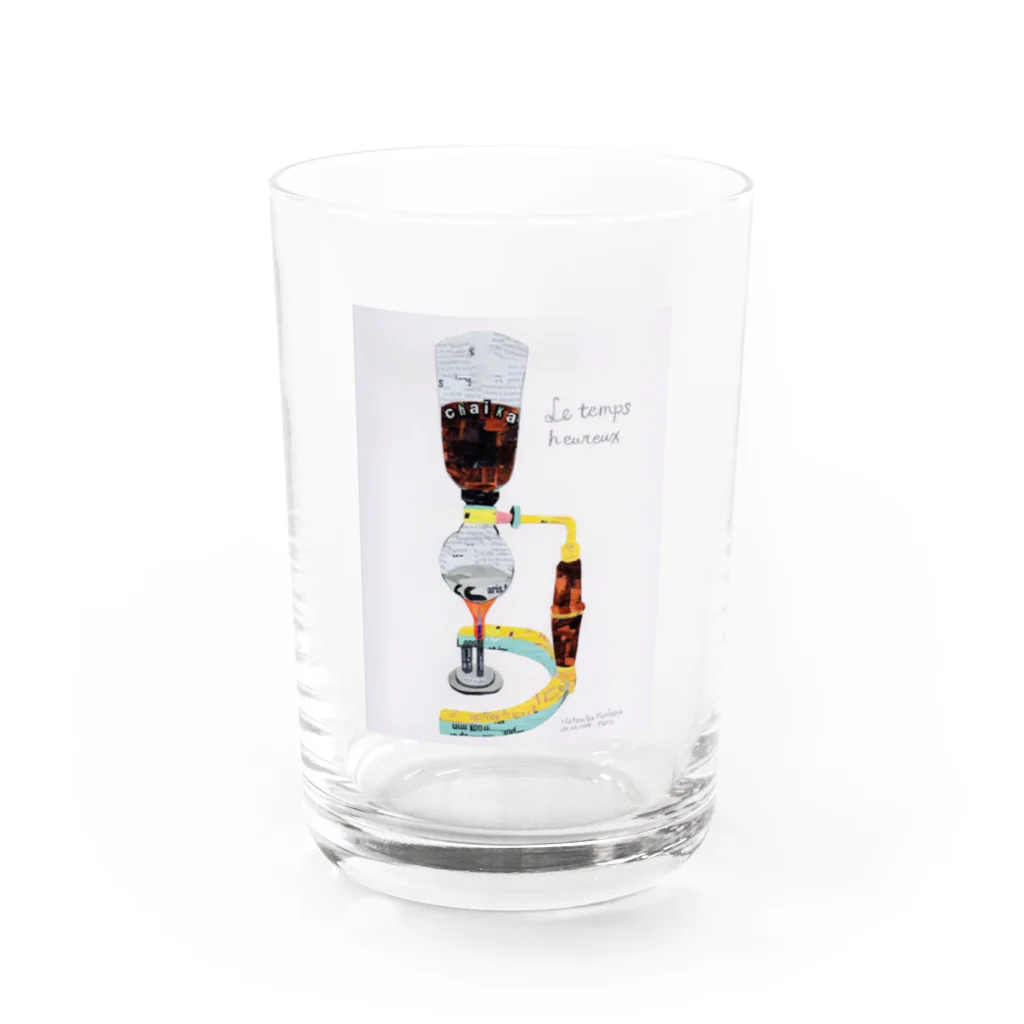 茶居家の【喫茶店】茶居家 サイフォン ペーパーコラージュ Water Glass :front