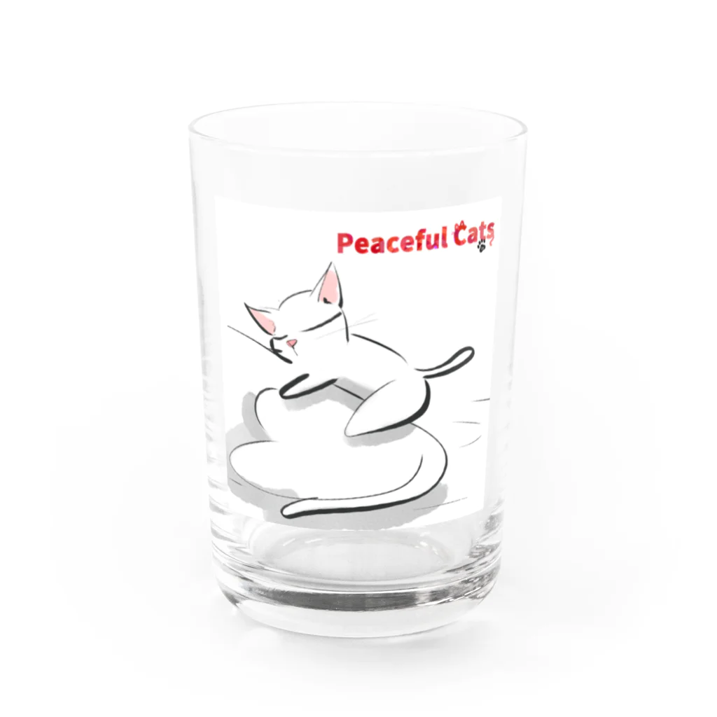 Mahiroshka まひろ朱夏 絵と音楽のPeaceful Cats おやすみ Water Glass :front