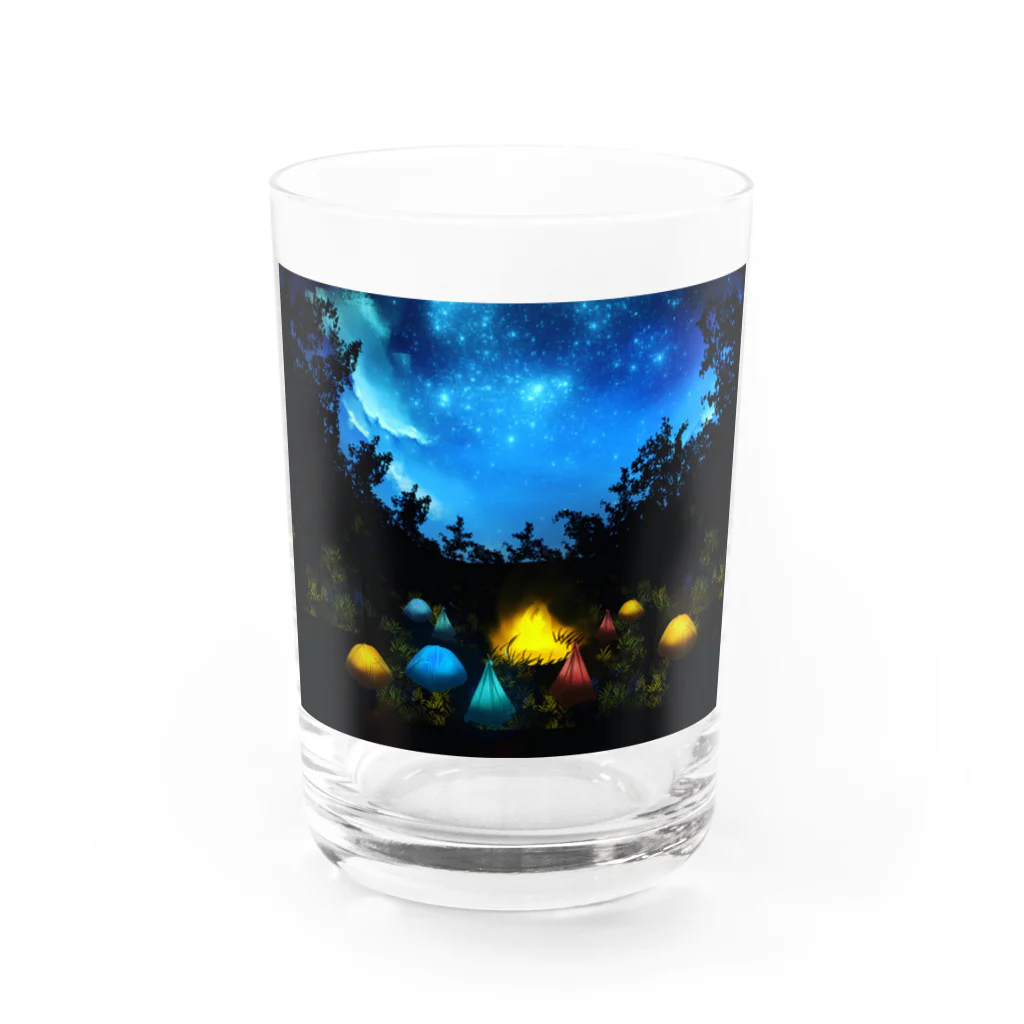 小田島灯の夜のキャンプフィールド Water Glass :front