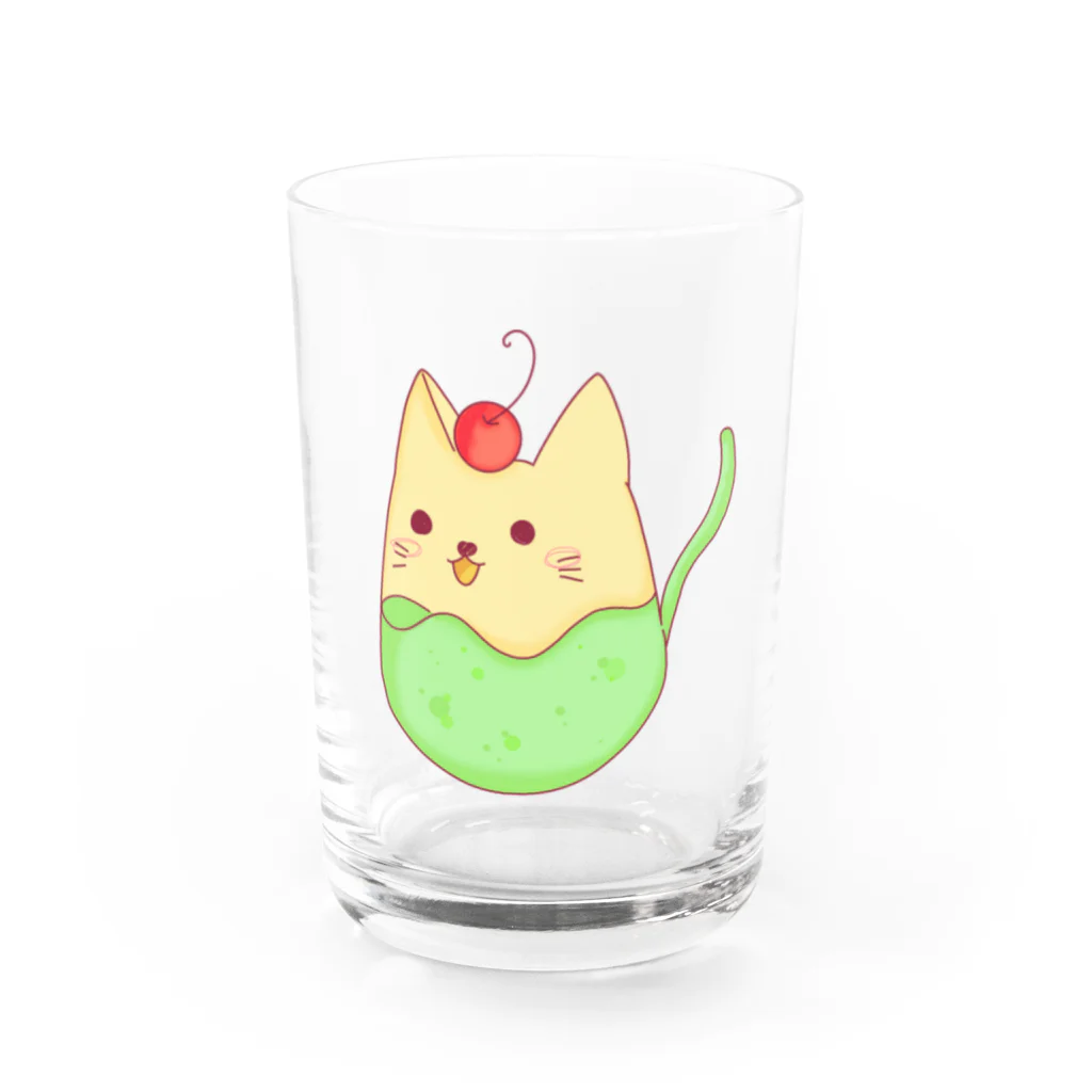 ぽっぽコーンのソーダにゃん Water Glass :front