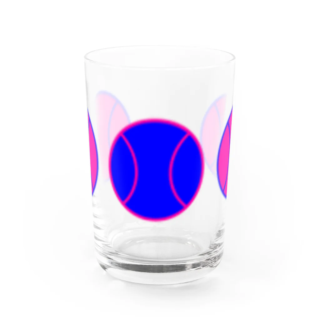 HAREのカラフル野球ボール　青ピンク① Water Glass :front