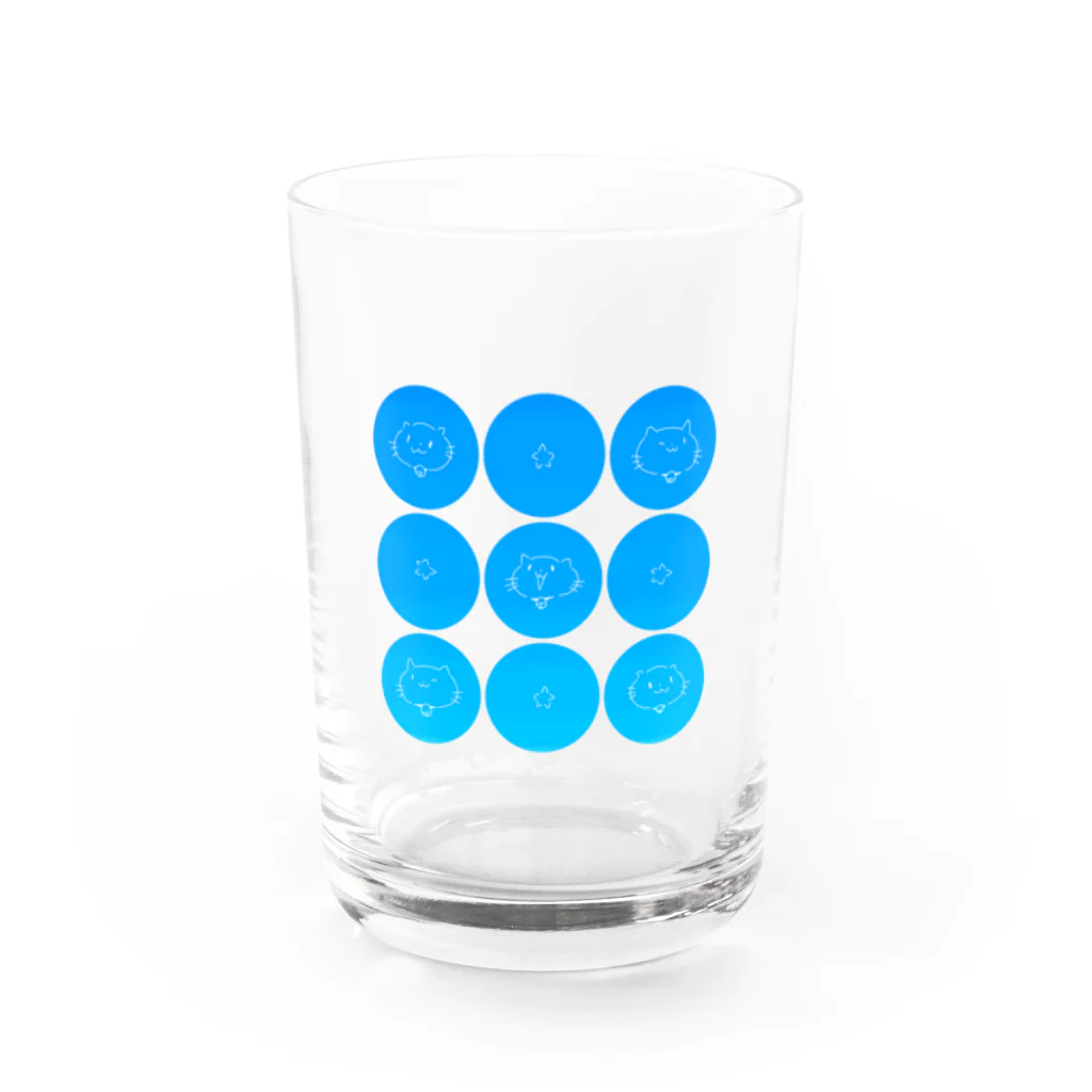 睡魔バクの空とネコ Water Glass :front