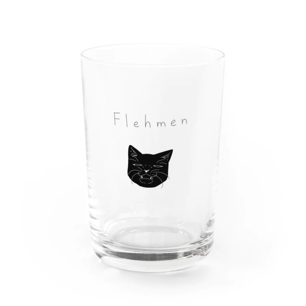 あましぶきのフレーメン反応黒猫 Water Glass :front