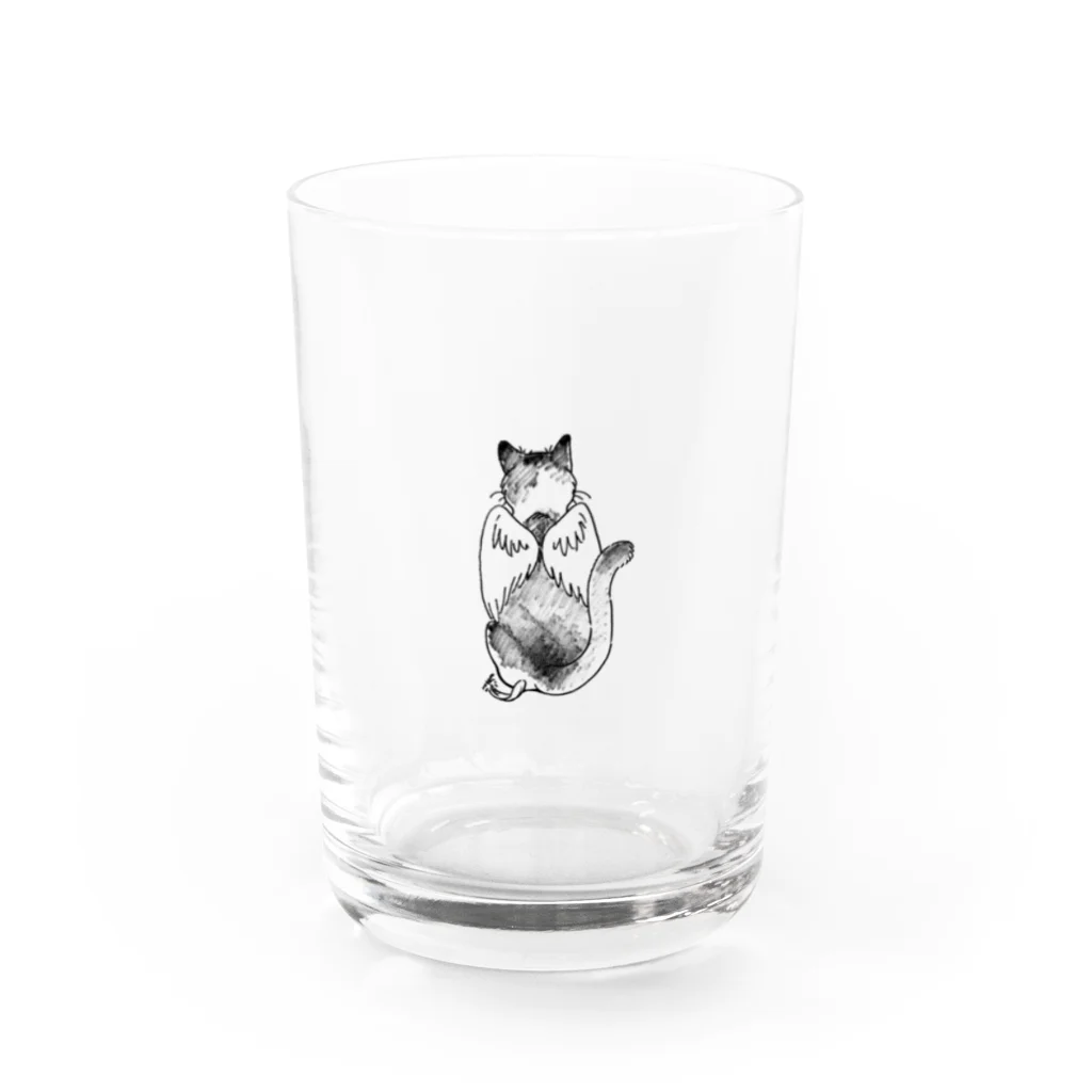 空想画学販売所の猫の天使　後ろ姿 Water Glass :front