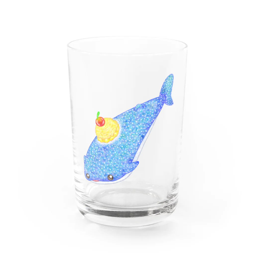 satoayaのアニマルカフェのシ―フードアニマル　クリームソーダジンベイ Water Glass :front