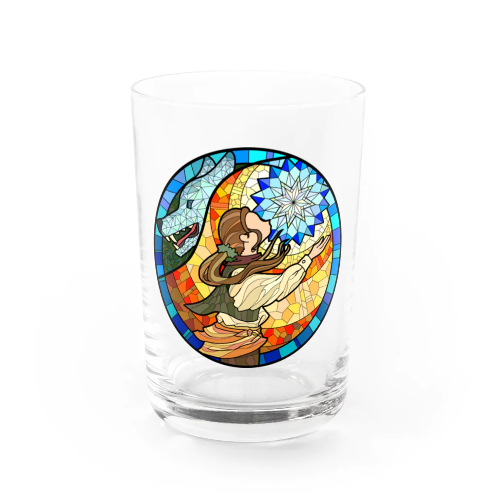 梅井ゆえ🌸さきがけ堂の「光る魔物」ステンドグラス風イラスト Water Glass :front