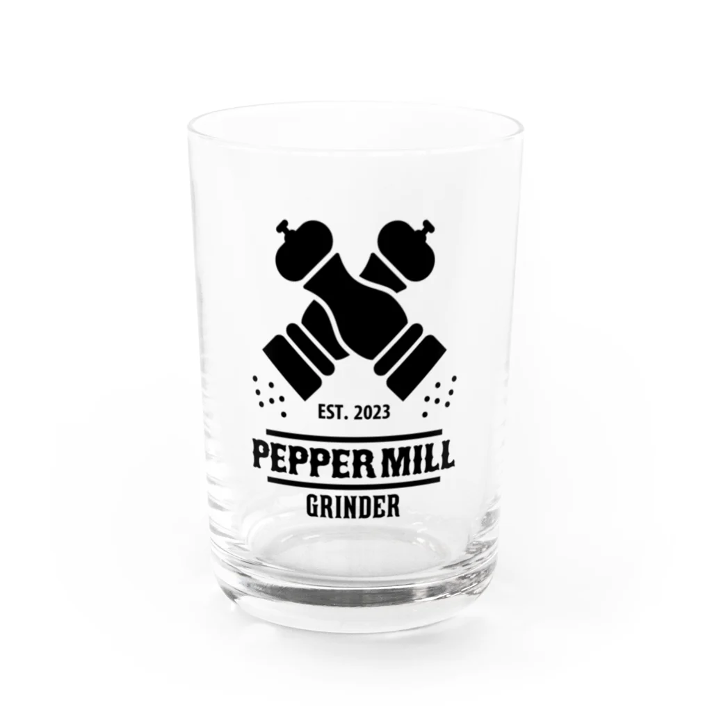 オノマトピアのペッパーミル・パフォーマンス（PEPPER GRINDER）文字黒 Water Glass :front